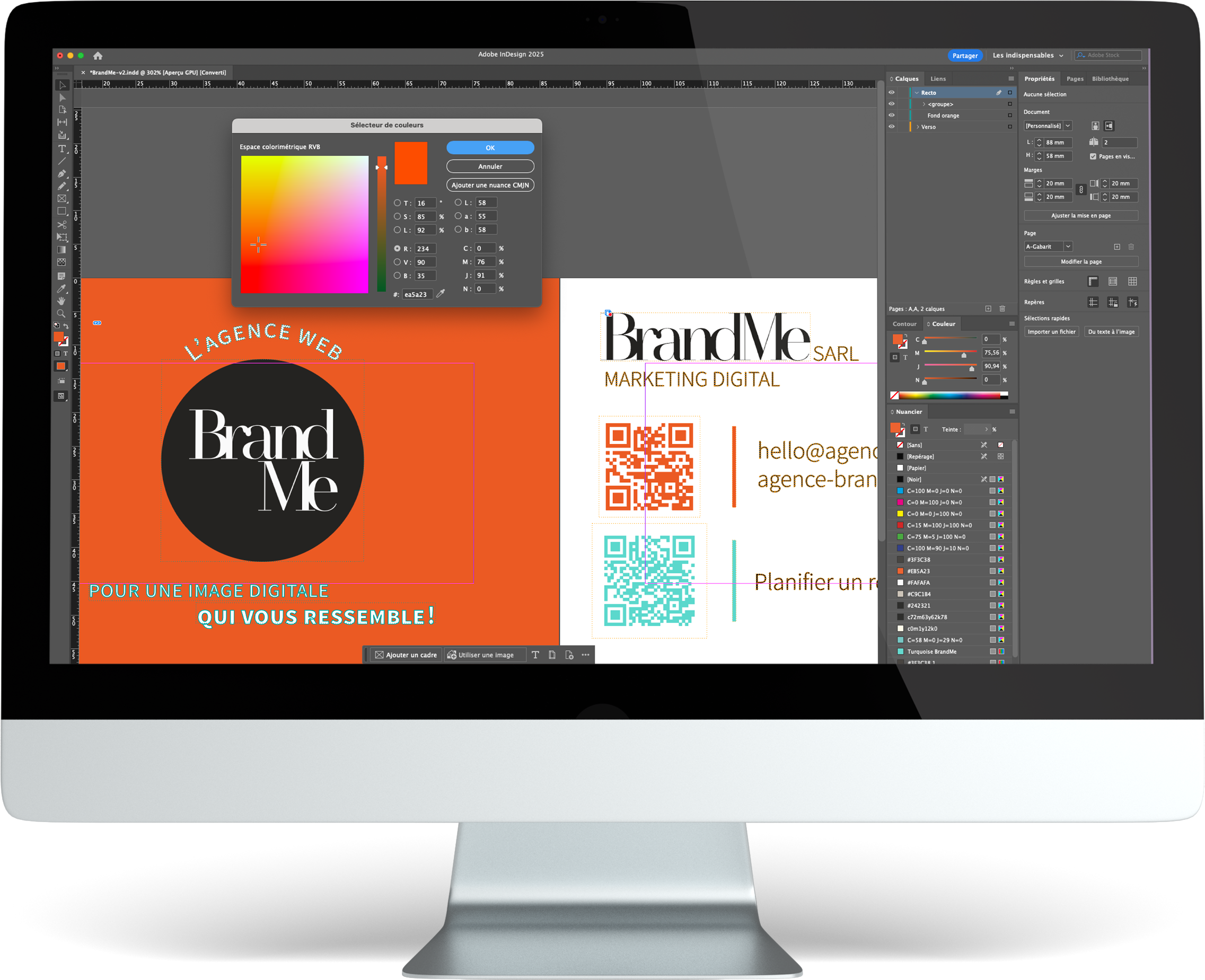 mockup imac creation de logo agence BrandMe