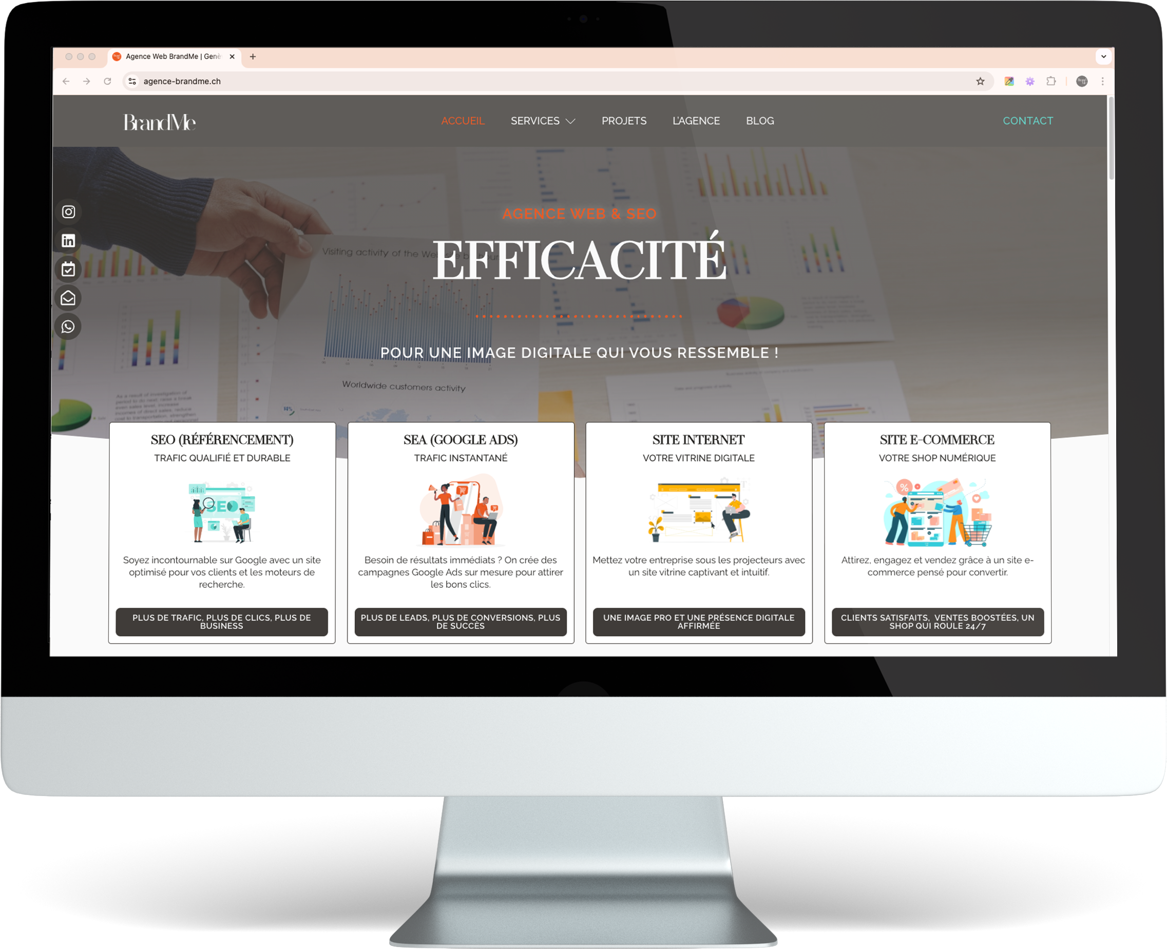 mockup imac creation de site web agence BrandMe